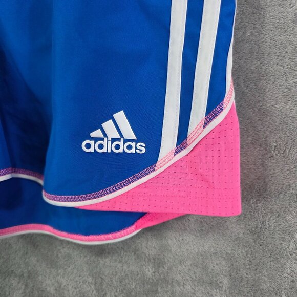 Womens Adidas Blue Pink White Climalite Shorts Athletic Polyester 4" Inseam M - Picture 3 of 13